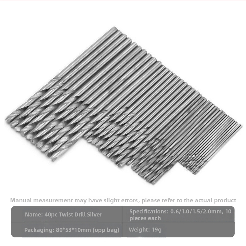 Комплект винтови свредла за пробиване, с прав държач, от високоскоростна стомана, миниатюрни, 40 броя