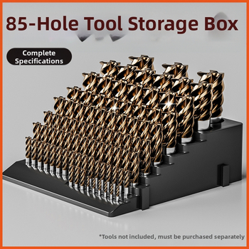 Rato CNC frezavimo įrankių saugojimo dėžė – ABS, surinkta dalių dėžė, nešiojama, 1,5 mm sienos storis, -10°C–60°C temperatūros diapazonas, 85 frezavimo įrankių ertmių ir 100 grąžtų ertmių talpa