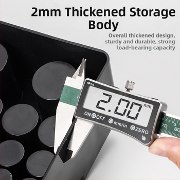 Rato CNC frezavimo įrankių saugojimo dėžė – ABS, surinkta dalių dėžė, nešiojama, 1,5 mm sienos storis, -10°C–60°C temperatūros diapazonas, 85 frezavimo įrankių ertmių ir 100 grąžtų ertmių talpa