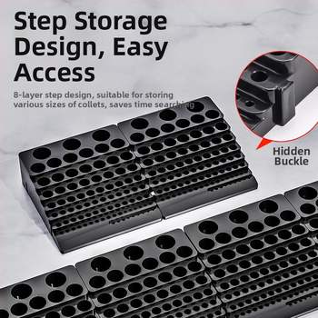 Rato CNC frezavimo įrankių saugojimo dėžė – ABS, surinkta dalių dėžė, nešiojama, 1,5 mm sienos storis, -10°C–60°C temperatūros diapazonas, 85 frezavimo įrankių ertmių ir 100 grąžtų ertmių talpa