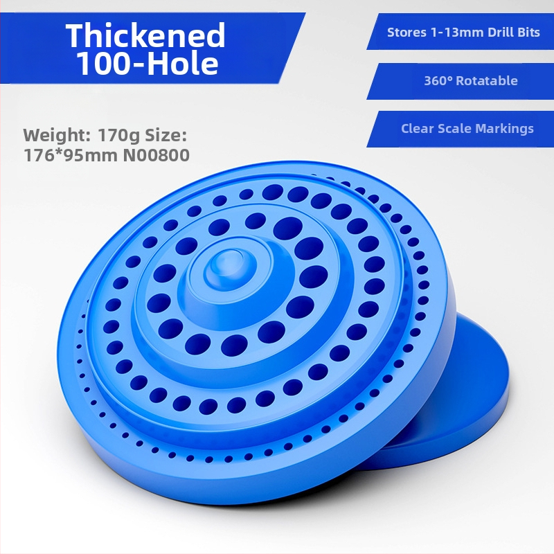 Rato CNC frezavimo įrankių saugojimo dėžė – ABS, surinkta dalių dėžė, nešiojama, 1,5 mm sienos storis, -10°C–60°C temperatūros diapazonas, 85 frezavimo įrankių ertmių ir 100 grąžtų ertmių talpa