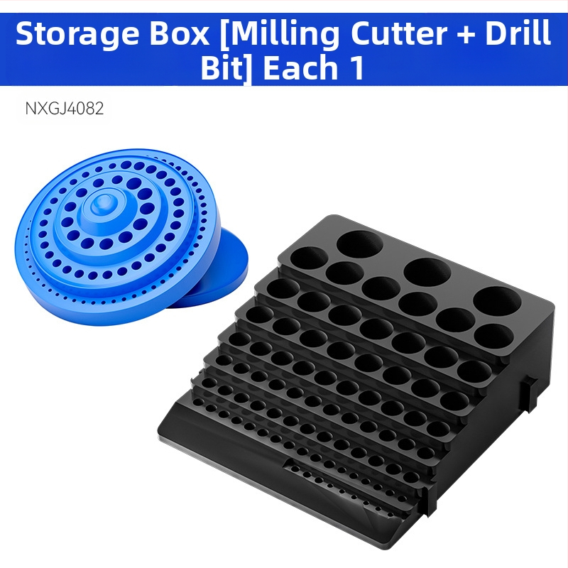 Rato CNC frezavimo įrankių saugojimo dėžė – ABS, surinkta dalių dėžė, nešiojama, 1,5 mm sienos storis, -10°C–60°C temperatūros diapazonas, 85 frezavimo įrankių ertmių ir 100 grąžtų ertmių talpa