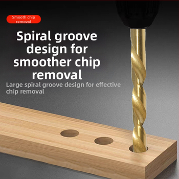 Комплект спирални свредла за дърво, 50 бр., титаново покритие, права дръжка, за електрическа бормашина