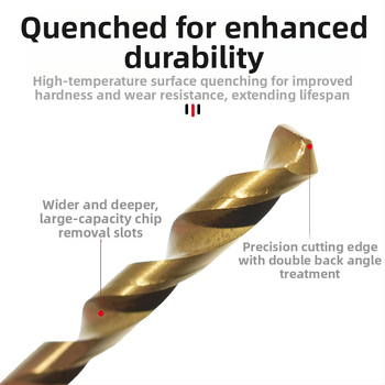 Комплект спирални свредла за дърво, 50 бр., титаново покритие, права дръжка, за електрическа бормашина