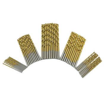 Комплект спирални свредла за дърво, 50 бр., титаново покритие, права дръжка, за електрическа бормашина