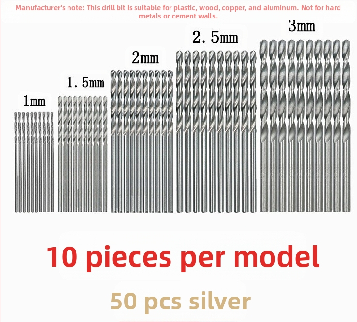 Комплект спирални свредла за дърво, 50 бр., титаново покритие, права дръжка, за електрическа бормашина