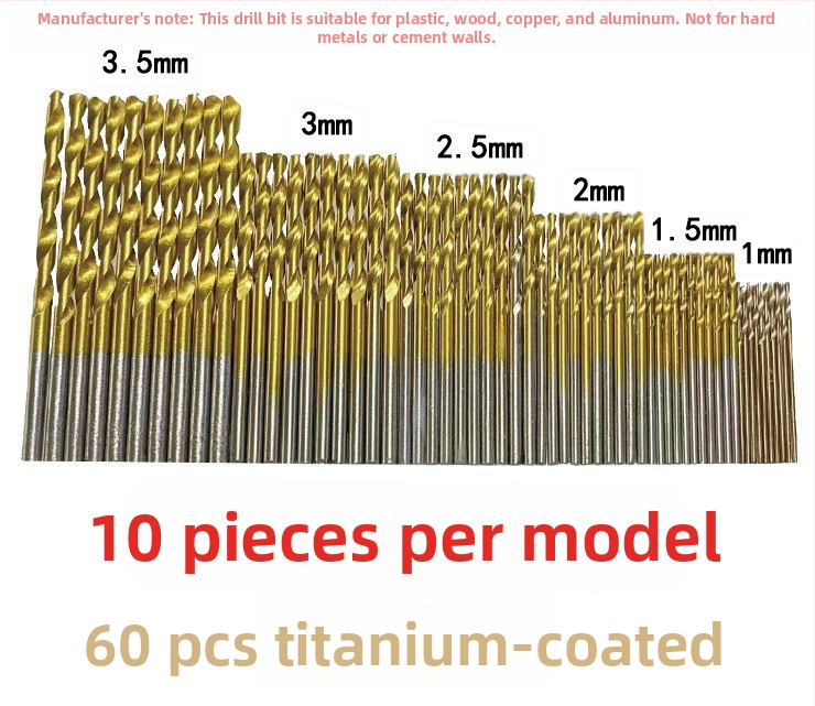 Комплект спирални свредла за дърво, 50 бр., титаново покритие, права дръжка, за електрическа бормашина