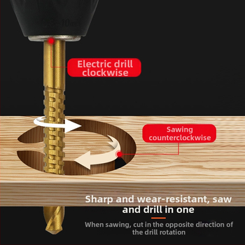 Σετ Pagoda για ξυλουργική, 6 τεμάχια, τρυπάνια με αυλακώσεις, τρίγωνη λαβή, χάλυβας φορέας, επίστρωση τιτάνιο, σετ βήμα-τρυπανιών