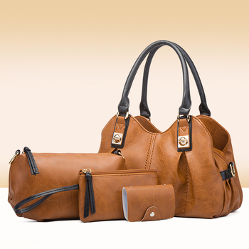 Σετ γυναικείων τσαντών PU — στυλ μητέρα-κόρη, οριζόντιο τετράγωνο σχήμα, κλείσιμο με φερμουάρ