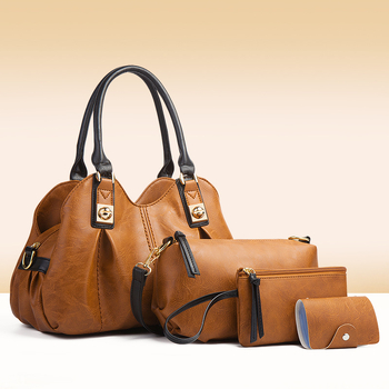 Σετ γυναικείων τσαντών PU — στυλ μητέρα-κόρη, οριζόντιο τετράγωνο σχήμα, κλείσιμο με φερμουάρ