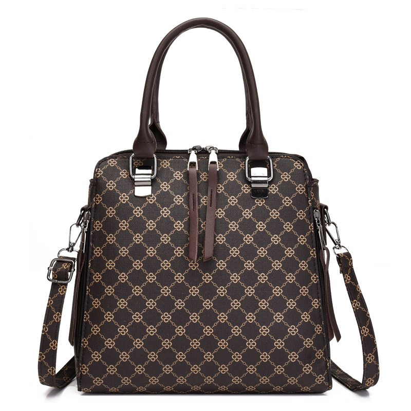 PU чанта за майка и дете през рамо със цип, вертикална квадратна форма и вътрешни джобове (цип джоб, джоб за мобилен телефон и джоб за лична карта)