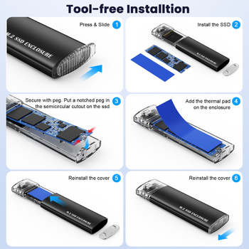 Θήκη εξωτερικού NVMe M.2 SSD χωρίς εργαλεία, αλουμινένιο κράμα, 8TB, 10Gbps Type-C 3.1