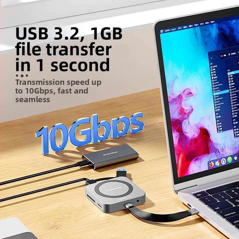 M.2 NVMe SSD корпус и докинг станция с HDMI, USB-C 3.2, алуминиева сплав, поддържа до 2 TB