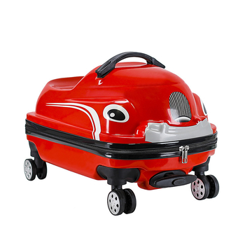 Детски куфар за теглене с анимационен автомобил — ABS+PC, 2 кг, ципово отваряне, универсални колела, карикатурен принт