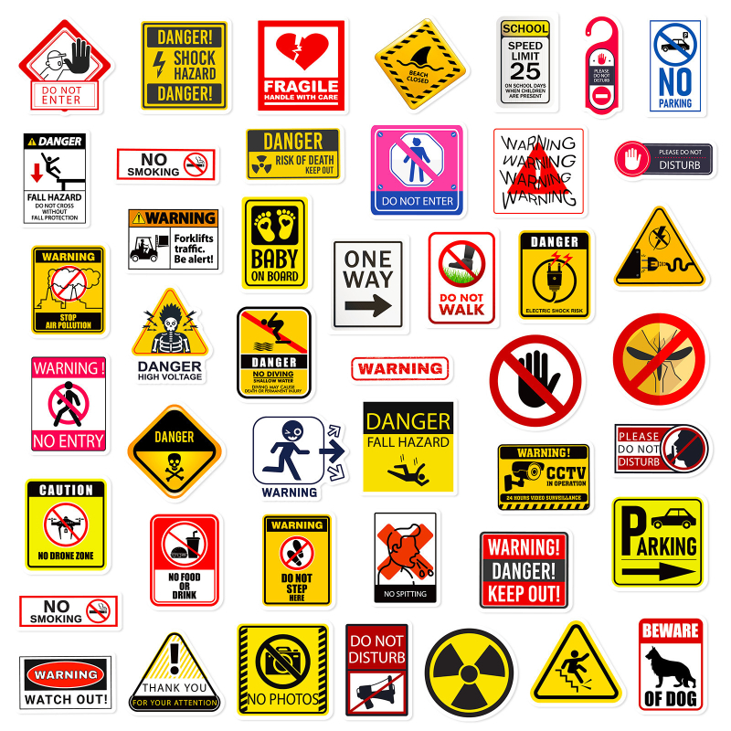 Figyelmeztető matricák, 100 darab, papír, modern minimalista stílus, ofszet nyomtatás, logó nélkül