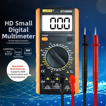 Дигитален мултиметър DT9205A - висока прецизност, защита срещу изгаряне, цифров дисплей, измерване на напрежение и ток