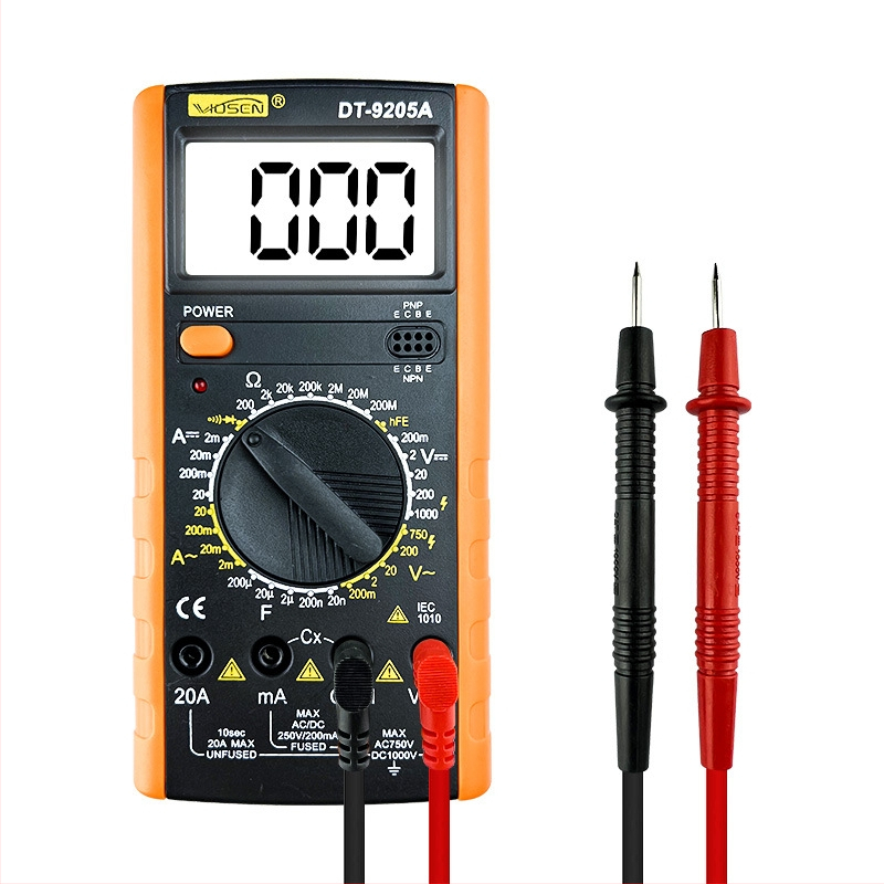 Дигитален мултиметър DT9205A - висока прецизност, защита срещу изгаряне, цифров дисплей, измерване на напрежение и ток