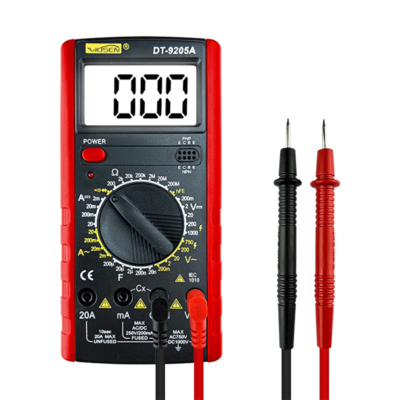 Дигитален мултиметър DT9205A - висока прецизност, защита срещу изгаряне, цифров дисплей, измерване на напрежение и ток