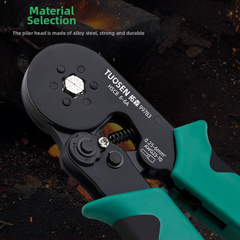 Tubu tipo terminalų crimpinės žnyplės, adatos formos laidui, savęs atstatantis dantrinis mechanizmas, aukštos anglies plienas, svoris 0.58