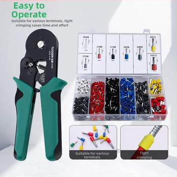 Tubu tipo terminalų crimpinės žnyplės, adatos formos laidui, savęs atstatantis dantrinis mechanizmas, aukštos anglies plienas, svoris 0.58