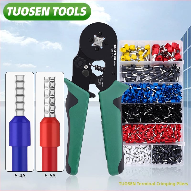 Tubu tipo terminalų crimpinės žnyplės, adatos formos laidui, savęs atstatantis dantrinis mechanizmas, aukštos anglies plienas, svoris 0.58