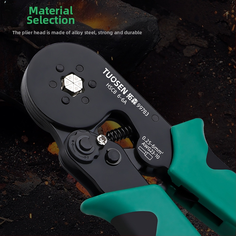 Кръмпинг клещи за тръбни терминали, игловидна жица, саморегулиращ зъбчат механизъм, високовъглеродна стомана, тегло 0.58