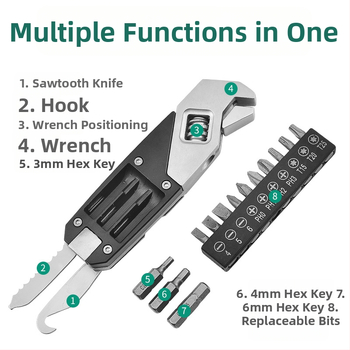 Неръждаема стомана регулируем гаечен ключ; многофункционален трещотков ключ със Sleeve завъртане