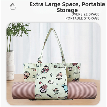 Gėlės rašto joga kilimėlio laikymo kanvos rankinė, tote rankinė su skaitmenine spauda, pritaikomas prekės ženklas, 260 g, su logotipu