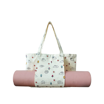 Gėlės rašto joga kilimėlio laikymo kanvos rankinė, tote rankinė su skaitmenine spauda, pritaikomas prekės ženklas, 260 g, su logotipu