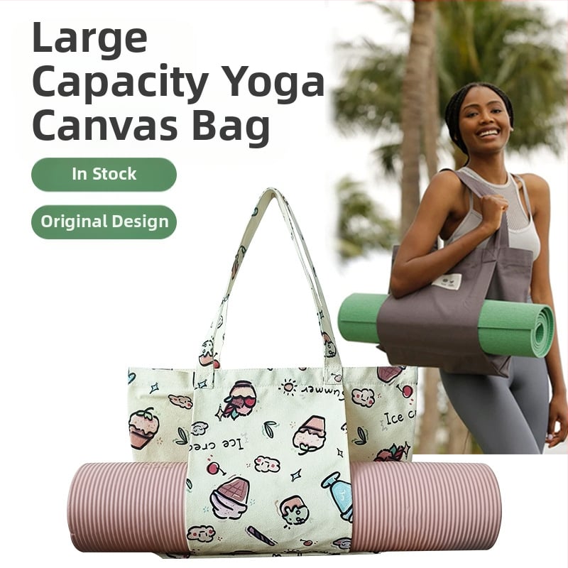 Gėlės rašto joga kilimėlio laikymo kanvos rankinė, tote rankinė su skaitmenine spauda, pritaikomas prekės ženklas, 260 g, su logotipu