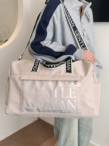 Τσάντα ταξιδιού, νάιλον κατασκευή, ανθεκτική στη φθορά, χωρητικότητας 36–55 L, επένδυση πολυεστέρα, μοτίβο με γράμματα, με δυνατότητα ώμου / crossbody