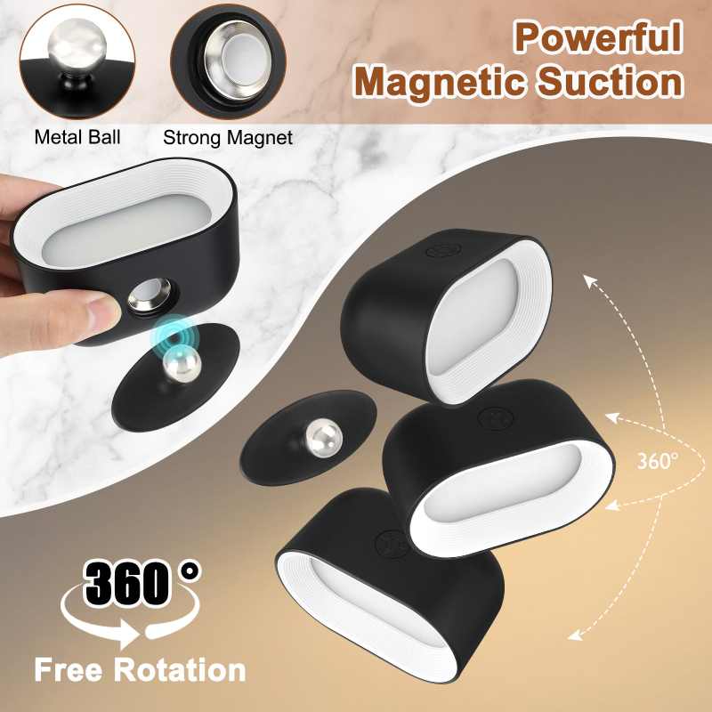Λαμπτήρας τοίχου με τηλεχειρισμό, αφής, μαγνητική στήριξη, περιστροφή 360°, αλλαγή χρώματος LED με φόρτιση USB