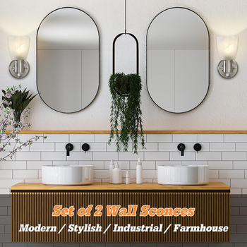 Τοίχου φωτιστικό με γυάλινο σκιάδιο, μεταλλικό σώμα, LED φως, 110V, μοντέρνο μινιμαλιστικό σχέδιο