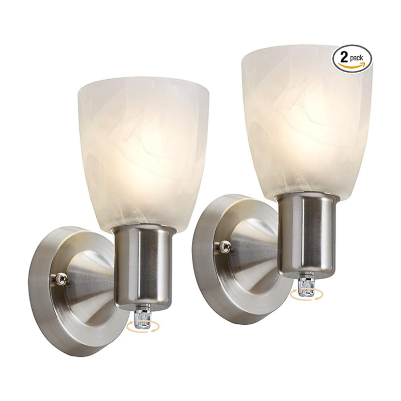 Τοίχου φωτιστικό με γυάλινο σκιάδιο, μεταλλικό σώμα, LED φως, 110V, μοντέρνο μινιμαλιστικό σχέδιο