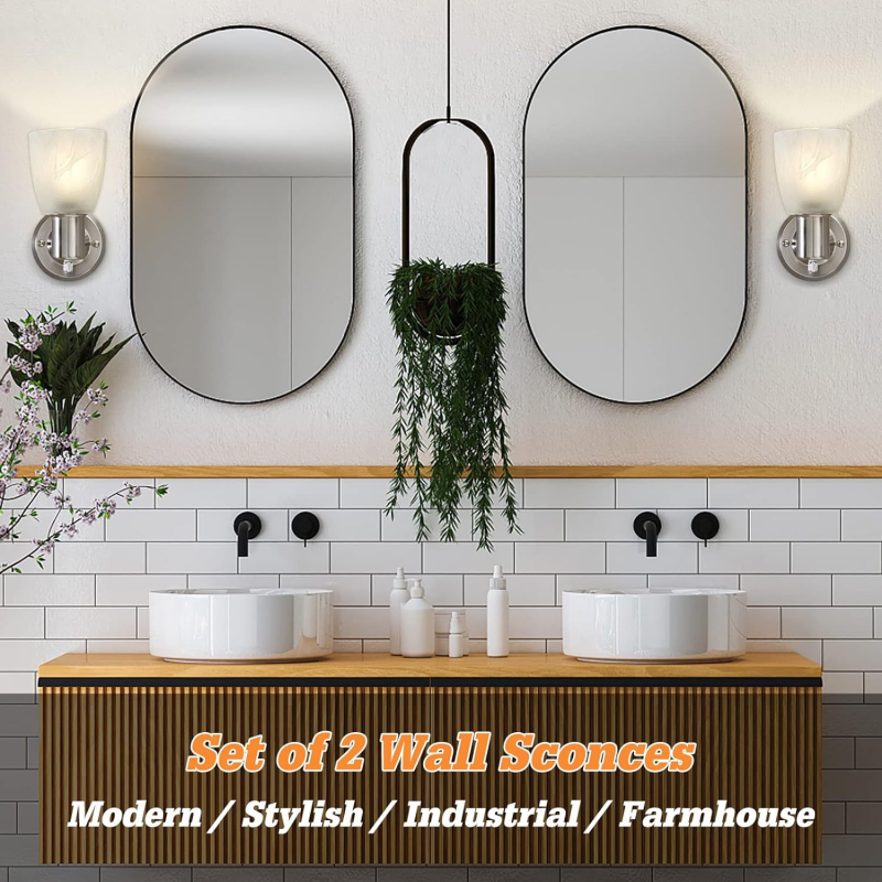 Τοίχου φωτιστικό με γυάλινο σκιάδιο, μεταλλικό σώμα, LED φως, 110V, μοντέρνο μινιμαλιστικό σχέδιο