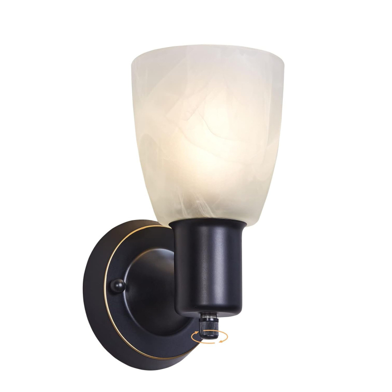 Τοίχου φωτιστικό με γυάλινο σκιάδιο, μεταλλικό σώμα, LED φως, 110V, μοντέρνο μινιμαλιστικό σχέδιο