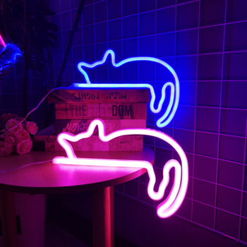Noapte LED neon – pisică leneșă, model yc-lazy cat neon, corp PS, tensiune 4,5V, certificare CE