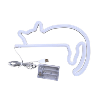 Нощно LED неоново осветление за стена – лениво коте, модел yc-lazy cat neon, PS корпус, 4,5V вход, CE сертификация