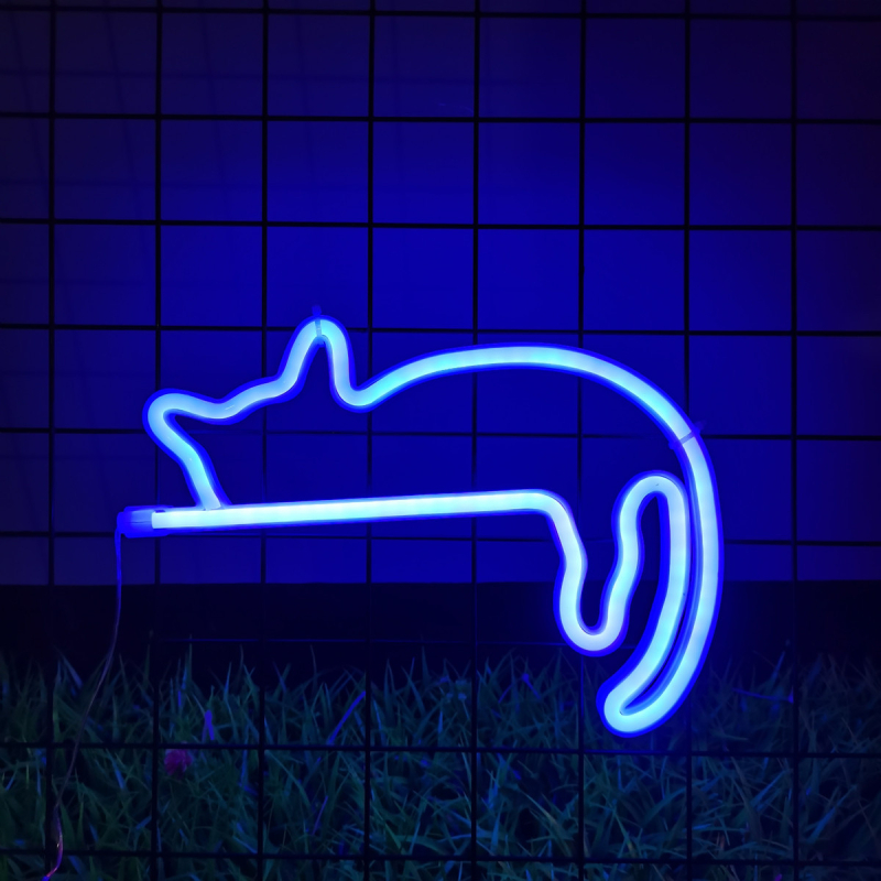Noapte LED neon – pisică leneșă, model yc-lazy cat neon, corp PS, tensiune 4,5V, certificare CE