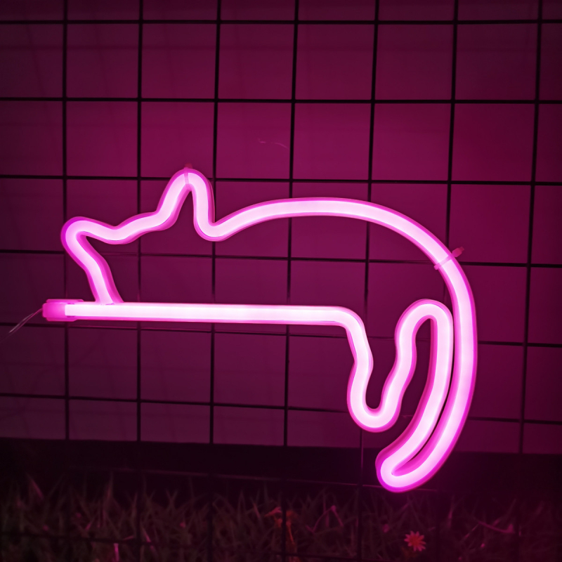 Noapte LED neon – pisică leneșă, model yc-lazy cat neon, corp PS, tensiune 4,5V, certificare CE