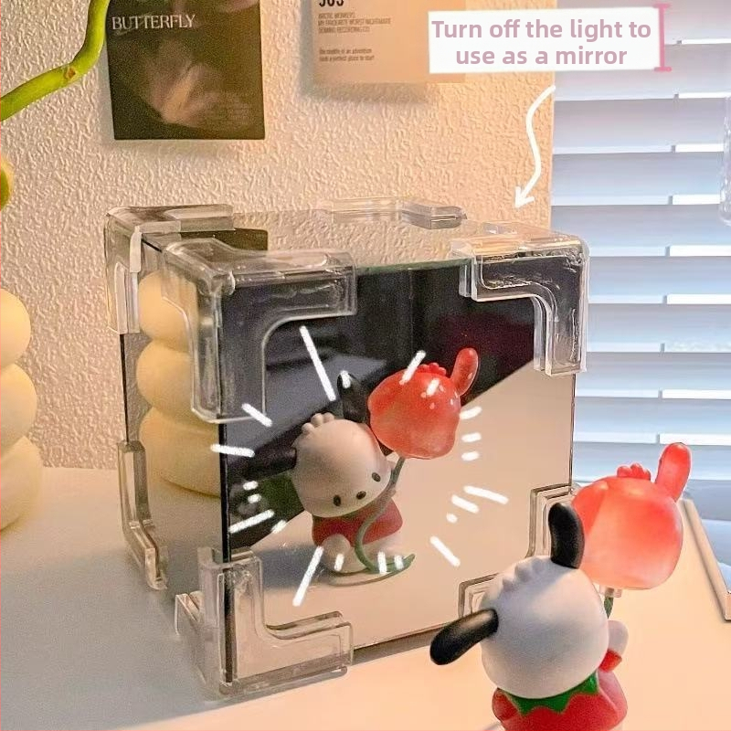 Акрилен кубичен нощен светилник с букет лалета, ръчна изработка, инжекционно формован, луксозен стил