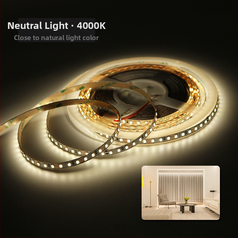 LED лента 2835, гъвкава платка без корпус, вход 12–24V, 120 LED, 120° лъч, 10W, без димер