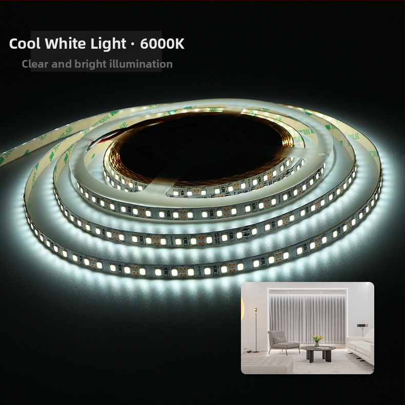 LED лента 2835, гъвкава платка без корпус, вход 12–24V, 120 LED, 120° лъч, 10W, без димер