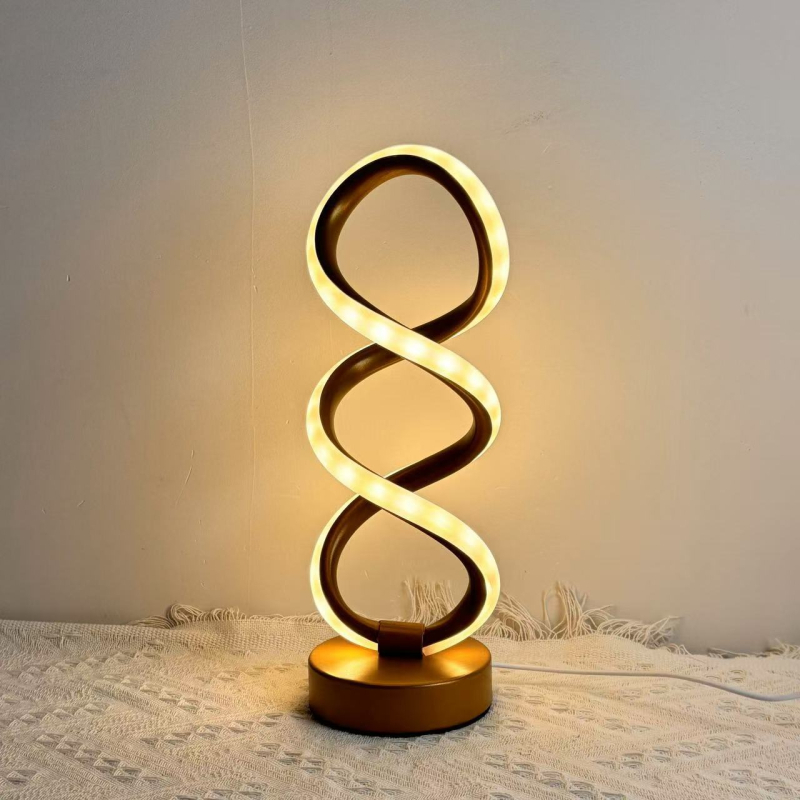 Stalinė lempa iš aliuminio meno dizaino, be žingsnių reguliavimo šviesos ryškumui trims spalvų temperatūroms, USB maitinimas, naktinė šviesa, kūrybinis dekoras