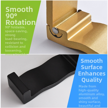 Αλουμινένια πτυσσόμενη κρεμάστρα ρούχων – αυτοκόλλητη κρεμάστρα μπάνιου για πετσέτες και παλτά, μοντέρνος μινιμαλιστικός σχεδιασμός.