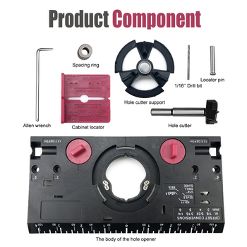Локатор за отвори за панти, дърводелски шаблон за пробиване и позиционираща плоча