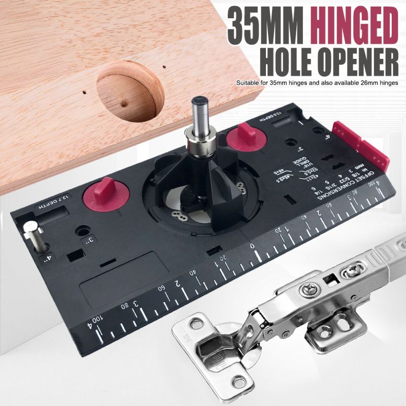 Локатор за отвори за панти, дърводелски шаблон за пробиване и позиционираща плоча