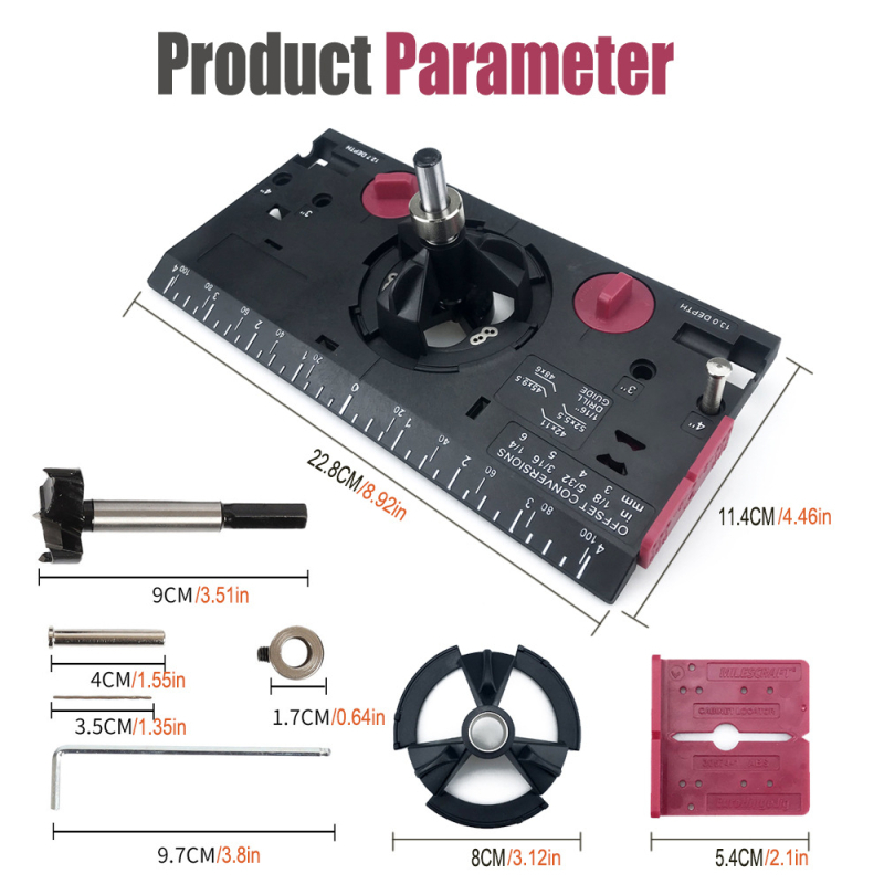 Локатор за отвори за панти, дърводелски шаблон за пробиване и позиционираща плоча