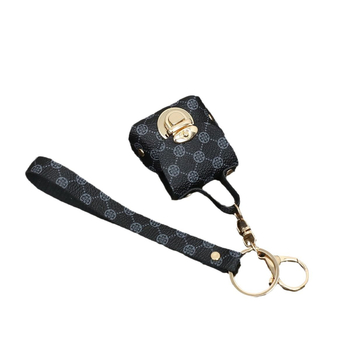 PU чантичка за слушалки с ключодържател и връв, шарка каре, може да побира малки предмети, есен 2024
