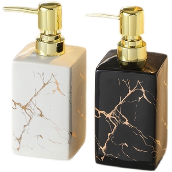 Kvadratna keramička boca za losion s mramornim uzorkom, kapacitet 350 ml, pritiskni tip